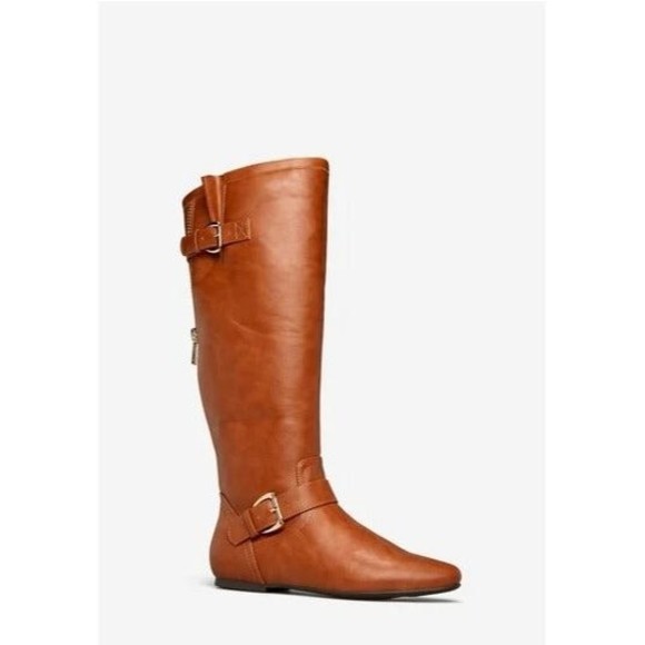 JustFab Shoes - Maggey Flat Boot. Color: Brown. Size: 8